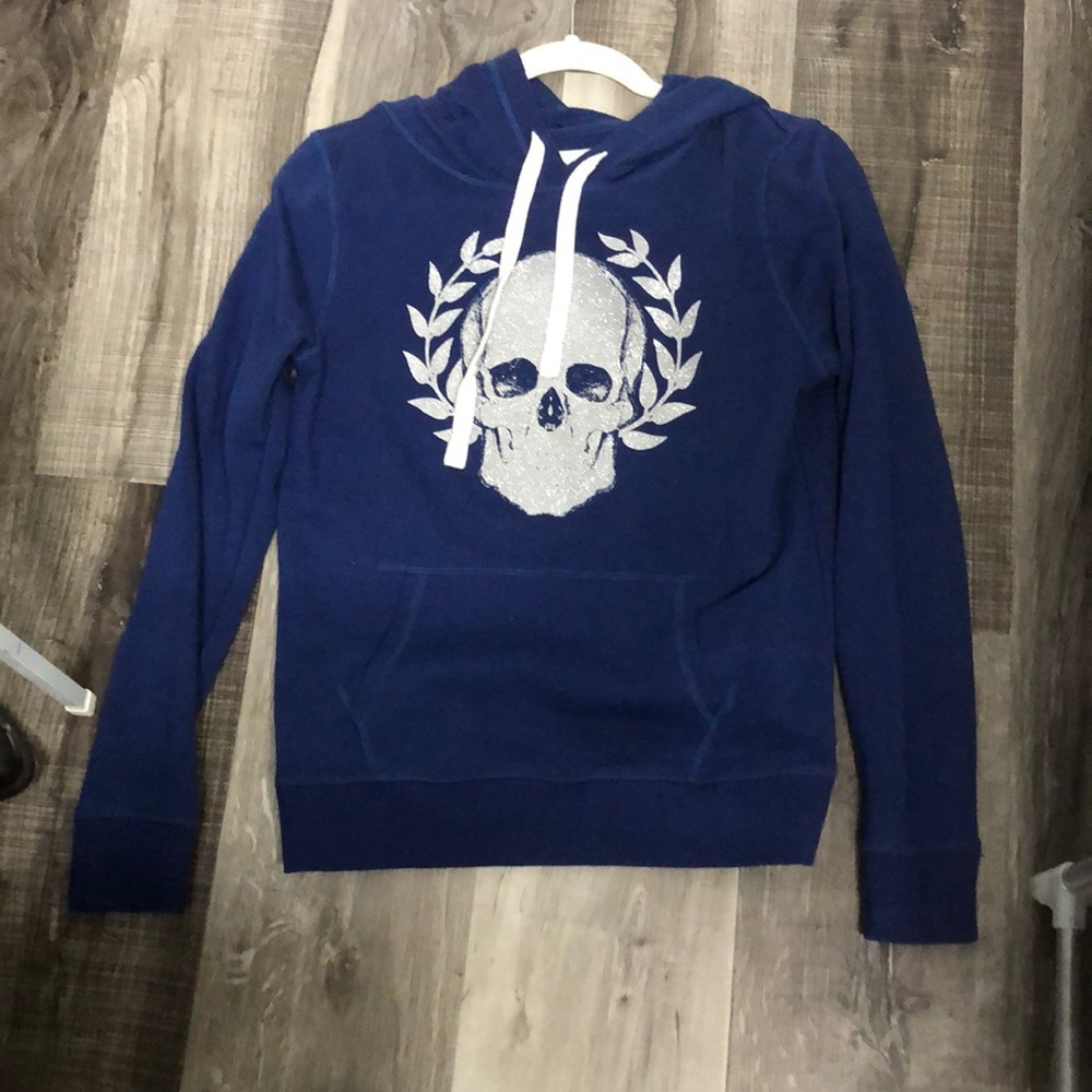 Navy hoodie with glitter skull from express - Picture 1 of 3